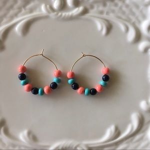 Coral, Navy, & Turquoise Hoops
